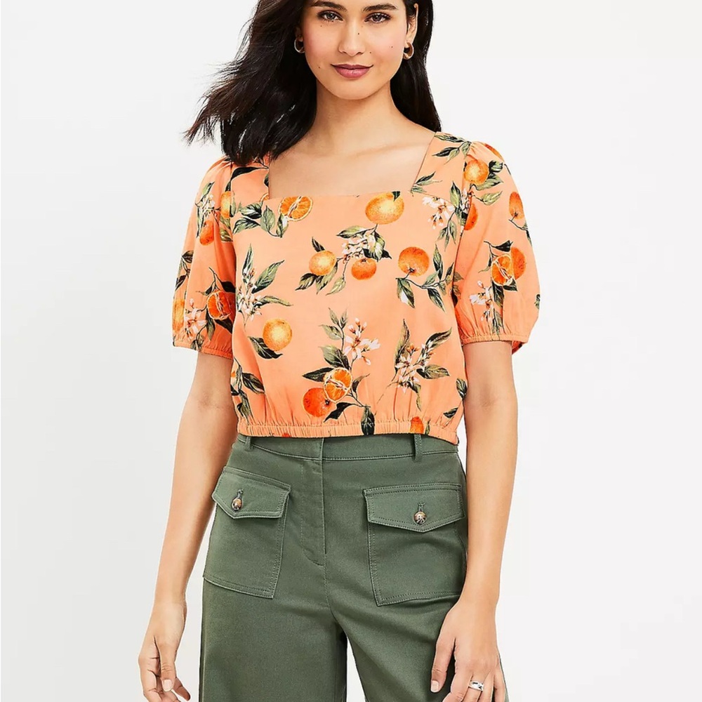 Loft Floral Orange Women's Top - size M